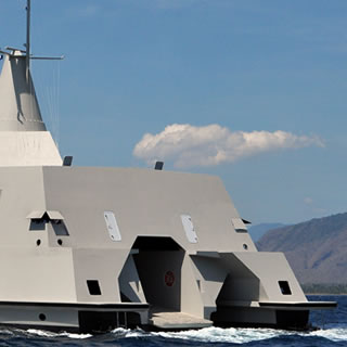 The Fast Missile Patrol Vessel (FMPV) Trimaran was designed by North Sea Boats, an Indonesia based shipyard, with input from New Zealand and Swedish engineers as well as the Indonesian Navy. The vessel employs a modern “Wave Piercing” trimaran design and some "stealth" characteristics. 