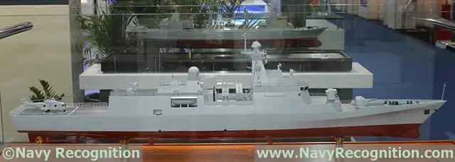 Future Algerian Navy C28A Corvette model as shown on CSTC booth during DSA 2014