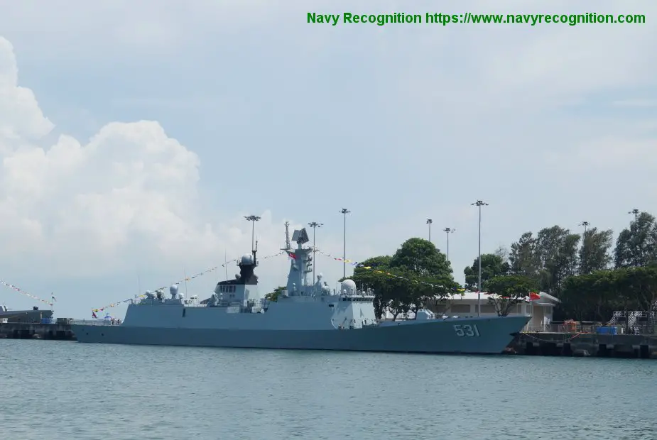 IMDEX 2019 PLA Navy Xiangtan frigate was at the Changi Naval Base