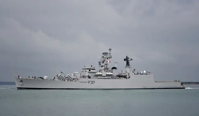 The Brahmaputra class frigates are guided-missile frigates of the Indian Navy. The design and construction of the ship is entirely Indian, and is a modification of the Godavari-class frigate. With a displacement of 3850 tons and a length of 126 metres, the class is fitted with 16x Kh-35 anti-ship missiles, 24x Barak SAM in VLS and a 76mm main gun. It is also fitted with 4x AK-630 CIWS and two triple torpedo launchers.