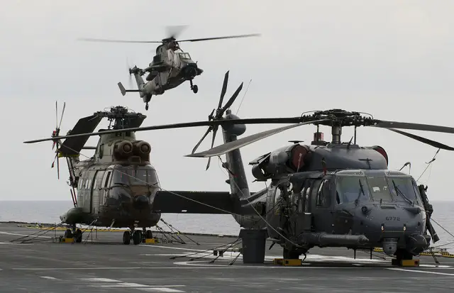 From 1 to 3 October 2011, a detachment of US Air Force’s Personal Recovery (PR) with HH60G Pave Hawk was operating from the French Navy’s Tonnerre BPC (Mistral Class LHD) offshore Sirte, Libya.