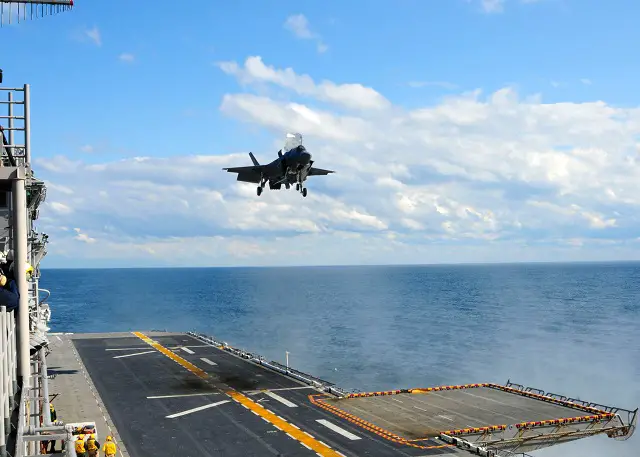 Six U.S. Marine Corps F-35B Lightning II jet aircraft arrived Monday evening aboard the USS WASP off the coast of the United States’ Eastern Seaboard to mark the beginning of the first shipboard phase of the F-35B Operational Test (OT-1). 