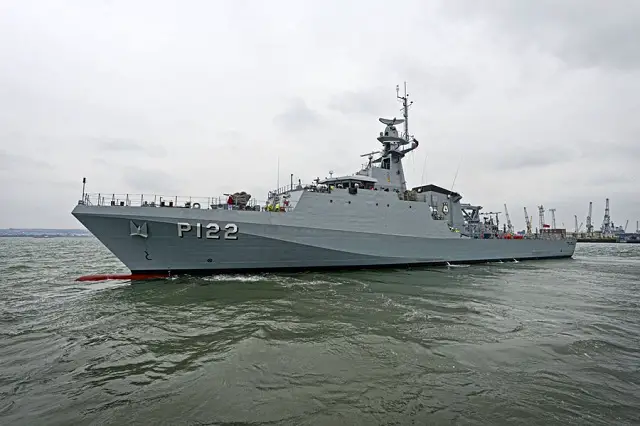 ARAGUARI, the third of three Ocean Patrol Vessels built by BAE Systems, was handed over to the Brazilian Navy in a ceremony at Portsmouth Naval Base today. Employees joined guests from the Brazilian Navy and UK Royal Navy, to watch as members of the ship’s company raised the ensign for the first time, formally marking the handover of the Brazilian Navy’s newest vessel. 