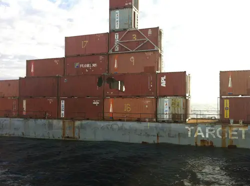 An unmanned target ship demonstrates the effects of the second successful flight test of a Long Range Anti-Ship Missile (LRASM) prototype, conducted November 12 off the coast of Southern California. The test reinforced the results of LRASM’s first successful free-flight transition test (FFTT) on August 27, which verified the prototype’s flight characteristics and assessed subsystem and sensor performance. Both tests achieved all of their objectives after the prototypes used their respective onboard sensors to detect, engage and hit the moving 260-foot target ships with inert warheads. 