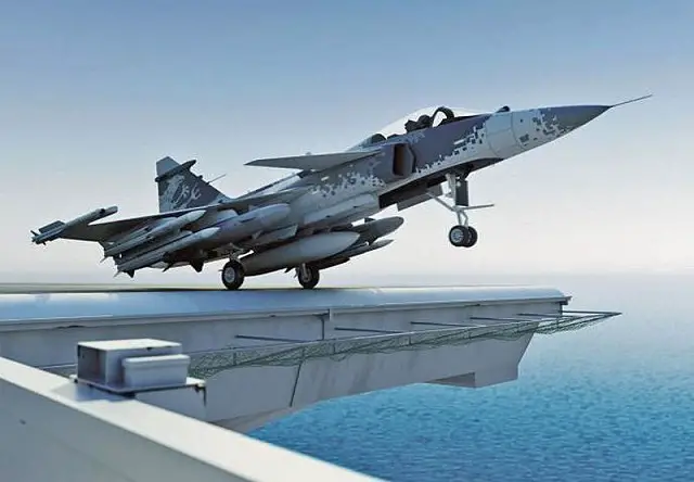 Sea Gripen launching from an aircraft carrier