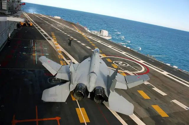 The aircraft will be deployed on Russia's sole serving carrier, the Admiral Kuznetsov, based in Murmansk with the Northern Fleet. The Admiral Kuznetsov currently operates Sukhoi Su-33 naval fighter aircraft. The MiG-29K is a naval variant of the MiG-29 Fulcrum fighter jet, and has folding wings, an arrester tail-hook, strengthened airframe and multirole capability thanks to its Zhuk-ME slotted array radar, MiG says.
