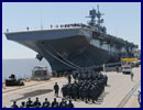 The U.S. Navy officially accepted delivery of the amphibious assault ship America (LHA 6) from Huntington Ingalls Industries during a ship custody transfer ceremony in Pascagoula, Miss., April 10. More than 900 Sailors and Marines assigned to Pre-Commissioning Unit (PCU) America marched to the ship to take custody on the flight deck.