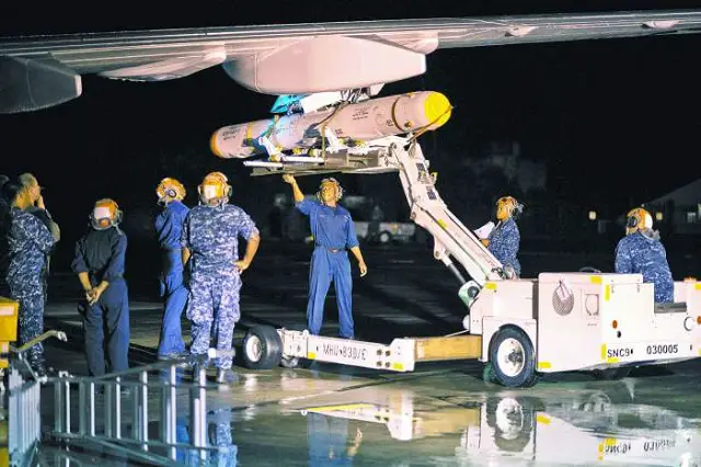 Patrol Squadron (VP)-45 Combat Aircrew Four (CAC)-4 recently completed the first P-8A Coordinated Time on Top (CTOT) AGM-84D live missile shot with a Japan Maritime Self Defense Force (JMSDF) P-3C crew during RIMPAC 2014. The missile shot was comprised of a P-8A-launched AGM-84D Harpoon missile and a JMSDF P-3C- launched ATM-84D Harpoon telemetry missile. The result was a successful strike against a surface target – with both missiles arriving simultaneously.