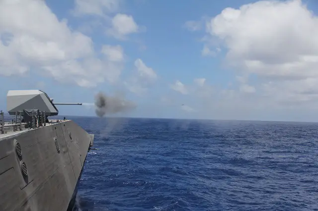 The Littoral Combat Ship (LCS) Mission Modules (MM) program successfully completed the first Structural Test Firing (STF) of the 30mm gun mission module aboard USS Coronado (LCS 4) off the coast of Southern California April 30. The purpose of the STF is to challenge the ship in the most severe blast conditions of the weapon's fire. STF is a total ship test involving live weapons fire and is required for each ship class or variant. 