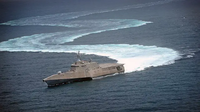 Chief of Naval Operations (CNO) Adm. Jonathan Greenert and Rep. Jeff Miller (R-Fla.) stressed the versatility of the Independence-Class Littoral Combat Ships (LCS) April 1 at a press conference on board Naval Air Station (NAS) Pensacola. After touring the USS Independence (LCS 2) with the congressman, the CNO highlighted the value of the LCS's ability to be repackaged for multiple missions. 