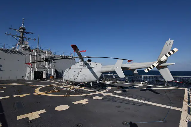The U.S. Navy’s new, larger MQ-8C Fire Scout unmanned helicopter returned from a five-day test period aboard USS Jason Dunham (DDG 109) Dec. 19 after successfully completing its first ship-based flights off the Virginia coast. The Fire Scout test team and Sailors aboard Dunham conducted dynamic interface testing with the MQ-8C to verify the system’s launch and recovery procedures before the system undergoes operational test next year. 
