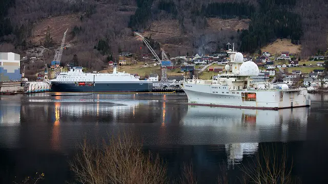 On December 6th, the Norwegian Prime Minister christined the new electronic signals intelligence (ELINT) "Marjata". The vessel, which will replace an existing one bearing the same name in 2016, will be operated by the Norwegian Intelligence Service. The christening took place at the shipyard Vard Langsten in Tomrefjord Romsdal.