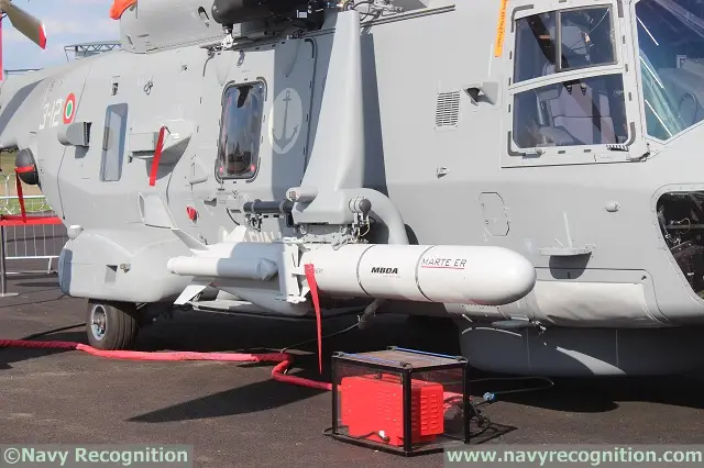 Navy Recognition learned during the Farnborough International Airshow 2014 that NHIndustries and MBDA started integration of the MARTE ER (Extended Range) anti-ship missile on the NH90 NFH maritime helicopter. NHI and MBDA representatives explained that fitting trials already occured in June 2014 while flight and separation tests were planned for the fall of 2014.