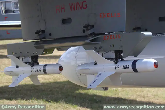 Thales unveiled a new precision-guided air dropped munition, the FreeFall Lightweight Multi-role Missile (FFLMM) during the Farnborough International Airshow 2014. The FFLMM is a precision-guided glide munition. It contains the same sophisticated warhead as Thales's existing LMM, but is approximately half the size and weight because it does not incorporate a rocket motor. 