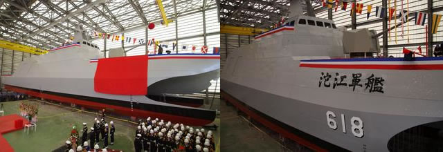 Taiwan's first unit in a new class of 12 catamaran corvettes was christened Friday, The "Tuo River" was Christined during a cereomny held in Suao in northeastern Taiwan's Yilan county. The corvette will undergo a series of sea trials before its commissioning expected in the first half of 2015.