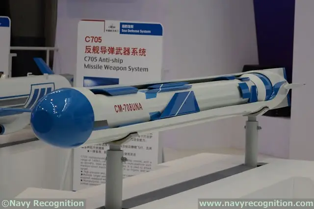 At Zhuhai China Air Show 2014, (which was covered by our affiliate Army Recognition) Chinese defense company China Aerospace Science & Industry Corporation (CASIC) unveiled a submarine launched anti-ship missile designated CM-708UNA. The system consists in a CM-708 anti-ship missile (also designated C-802, the export version of the YJ-8) with folding wings and a booster at its back encapsulated inside a torpedo-like capsule. 