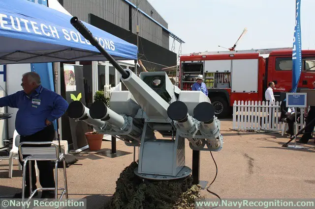 At AAD 2014 (Africa Aerospace and Defence Exhibition which takes places from the 17 )to 21 September at air force base waterkloof near Pretoria, in South Africa) South African company Reutech Solutions unveils the Super Rogue 3 20mm naval remote weapon station (RWS).