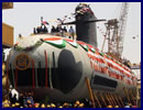 Kalvari, first of the Indian Navy’s Scorpene class diesel electric submarines (SSK) being built under the Project 75, under collaboration with French company DCNS, achieved a major milestone today (07 Apr 2015) with her ‘undocking’ at the Mazagon Dock Limited (MDL) India’s prime shipyard located in Mumbai .