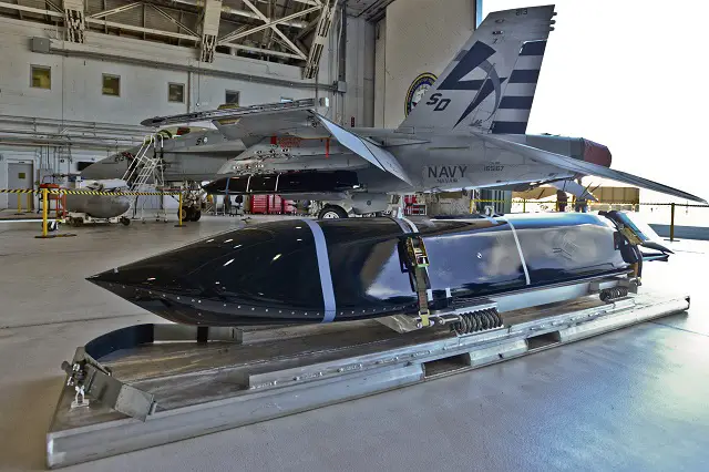 A Long Range Anti-Ship Missile (LRASM) integrated on F/A-18E/F Super Hornet Aug. 12 at NAS Patuxent River, Md. The program's flight test team is conducting initial testing to ensure proper loading, unloading and handling of the LRASM on the F/A-18 E/F. (U.S. Navy photo)