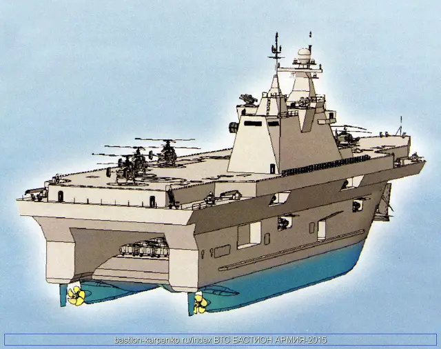 Russian Krylov State Research Center (Russian acronym: KGNC) has developed export-oriented UDK-E (E stands for export-oriented, Eksportny) Priboy-E landing helicopter dock (LHD), according to the KGNC`s Deputy Director, Valery Polyakov. "The specialists of the Krylov Center has developed the project of an LHD in the interest of a foreign customer. It is dubbed Priboy (Surf)," Polyakov said. 