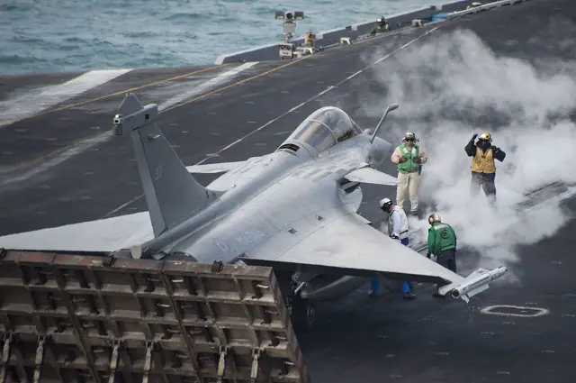 French Navy (Marine Nationale) Rafale M carrier-based multirole fighters may conduct combat missions against the Islamic State (IS) in Iraq and Syria from a U.S. Navy aircraft carrier as soon as January 2017. The information comes from French TV channel TF1. According to TF1 this subject was discussed between US Defense Secretary Ashton Carter and French Navy Rear Adm. Rene-Jean Crignola, Commander Task Force (CTF) 50.