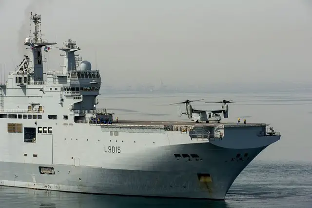 On September 28, 2015, the French Navy Naval Aviation Practical Experimentation Center (centre d’expérimentations pratiques de l’aéronautique navale - CEPA) validated during a closing conference the interoperability between Mistral class LHDs and the Boeing V-22 Osprey tilt rotor aircraft. This conference embodies the result of two years of investigation and joint tests. The French Navy announced a similar campaign will be conducted with V-22 on board nuclear-powered aircraft carrier Charles de Gaulle.