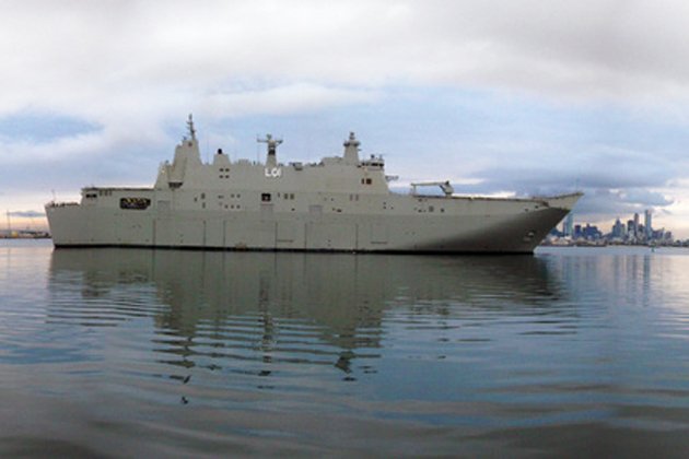 NUSHIP Adelaide, one of two Landing Helicopter Dock (LHD) ships being built for the Royal Australian Navy (RAN), left BAE Systems Williamstown on 17 June to begin sea trials, the company announced yesterday, June 23, 2015. After some initial trials in Port Phillip Bay, NUSHIP Adelaide will spend ten days on the water travelling to Sydney.