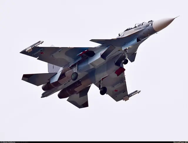 Pictures of the latest Russian Naval Aviation fighter, the Su-30SM have emerged on Russian spotter forums. The most recent picture shows the fourth Su-30SM serial number "38" on order for the Russian Navy. The contract for the purchase of five Su-30SM for the Russian Navy was signed in December 2013. Three jets were delivered last year and the last two (including number "38") should be delivered this year. The aircraft are manufactured by Irkut Corporation (member of United Aircraft Corporation).