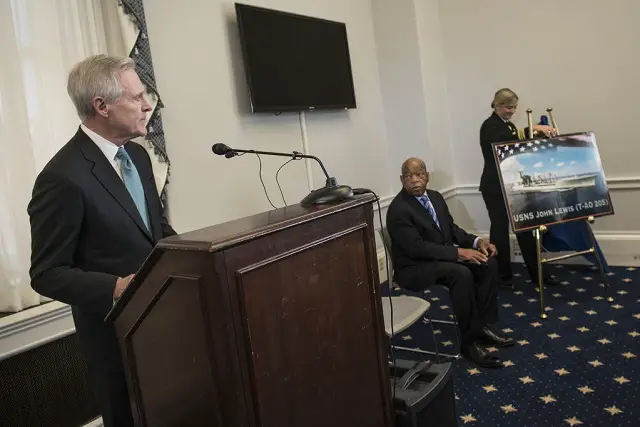 The U.S. Secretary of the Navy (SECNAV) Ray Mabus announced that the first ship of the T-AO(X) next generation of fleet replenishment oilers (T-AO 205) will be named USNS John Lewis after the civil rights movement hero and current U.S. representative of Georgia's Fifth Congressional District.