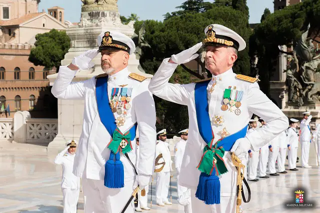 The handover/takeover ceremony took place on July 12, 2016 between Vice Admiral Giuseppe De Giorgi (outgoing) and Vice Admiral Valter Girardelli (upcoming). Following a wreath laying at the Altar of the Homeland and accompanied by the performance of the Italian Navy Band, the Chief of Navy handover ceremony was held in the presence of the Italian Defence Minister, senator Roberta Pinotti, the Defence Chief of Staff, General Claudio Graziano, the Minister of the Interior, Honorable Angelino Alfano, and top civilian and military authorities.
