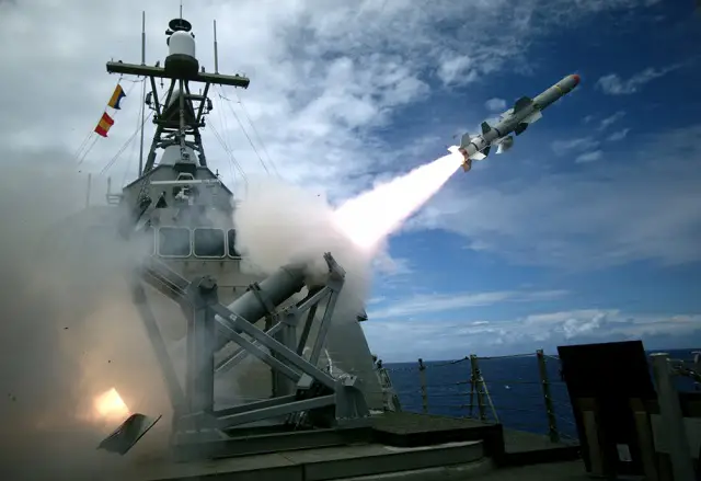 USS Coronado (LCS 4), an Independence-class littoral combat ship, launched an Harpoon Block 1C anti-ship missile during RIMPAC 2016, the world's largest international maritime exercise current taking place off Hawai.