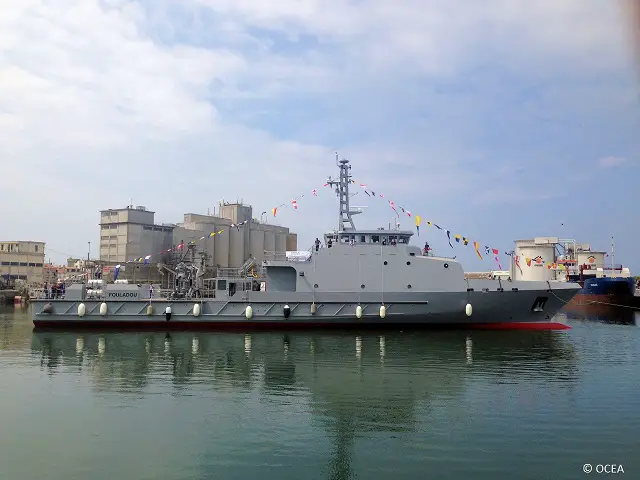 French Shipyard OCEA launched a new type of Offshore Patrol Vessel (OPV), the OPV 190 MKII, for the navy of Senegal on July 21st, 2016 in Sables d'Olonne (Western France). For over 30 years, OCEA is specialized in the design, construction, marketing and support of aluminum vessels up to 85 meters.