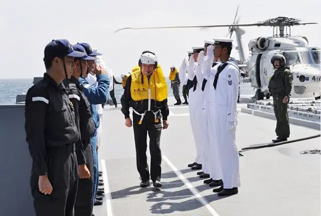 Japan Minister of Defence Visits JMSDF AEGIS Destroyer