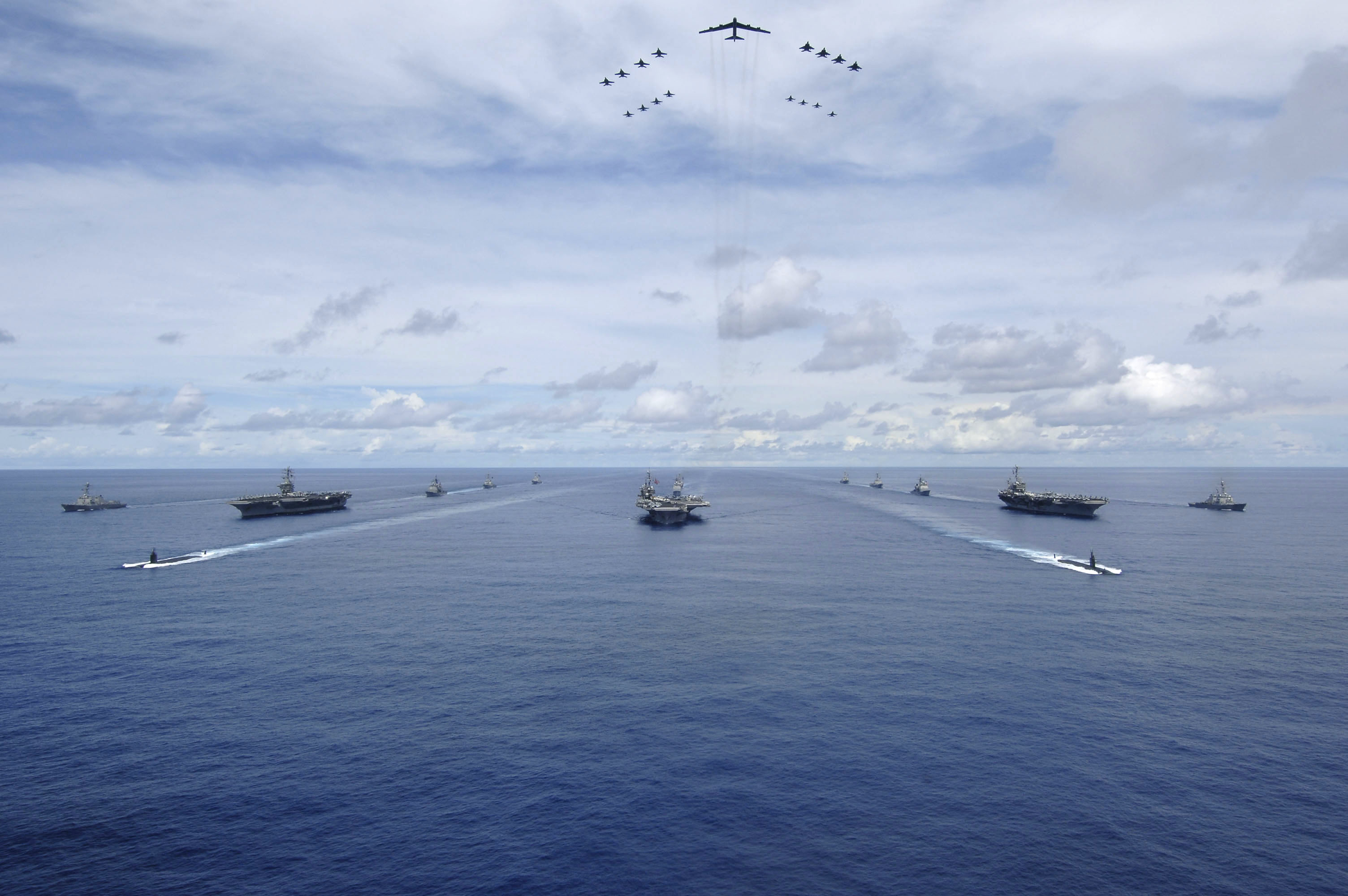 Three US Navy Carrier Strike Groups CSG Pacific