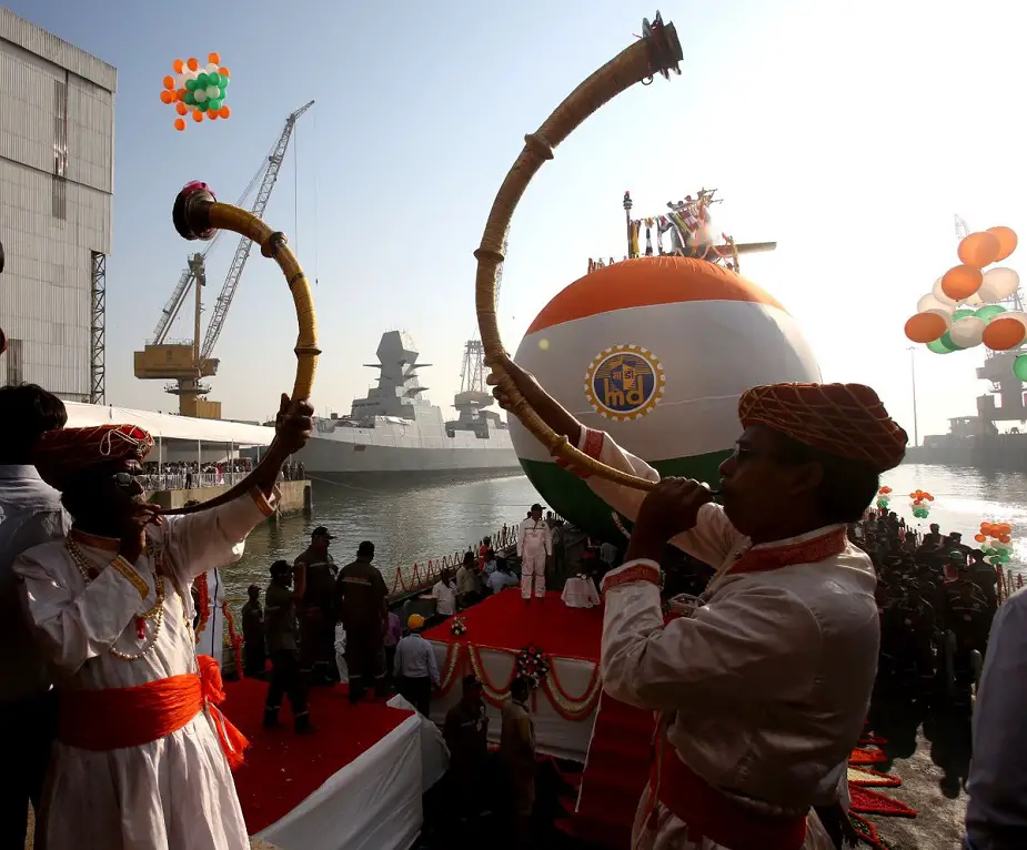 Indias Third Scorpene Submarine Karanj Launched at MDL Shipyard 2