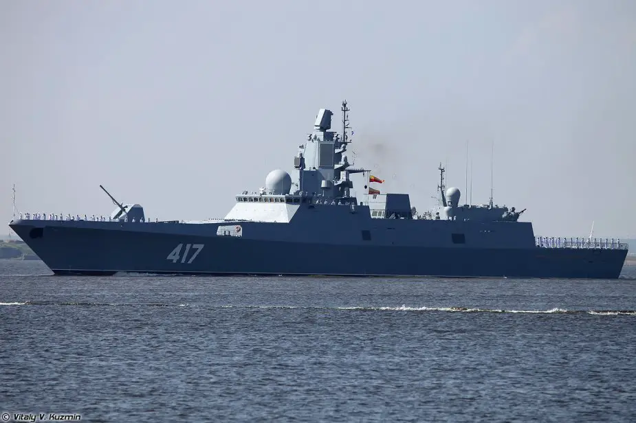 Russian frigate Admiral Gorshkov is attending the 70th anniversary of the PLA Navy