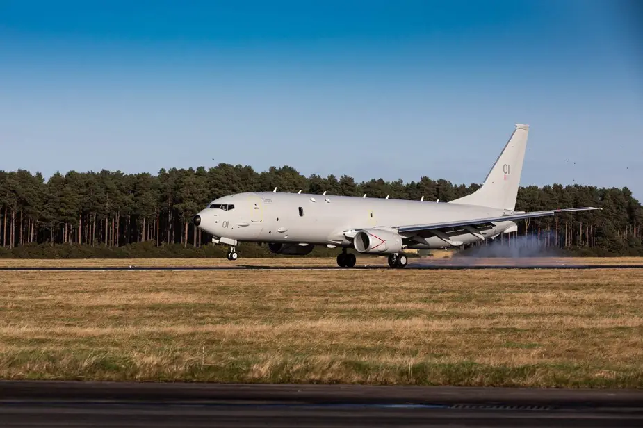 First Royal Air Force P 8A Poseidon anti submarine aircraft arrives in UK