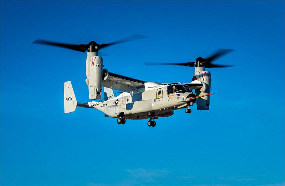 U.S. Navy has received the first CMV 22B Osprey tiltrotor aircraft built by Bell Textron 925 001