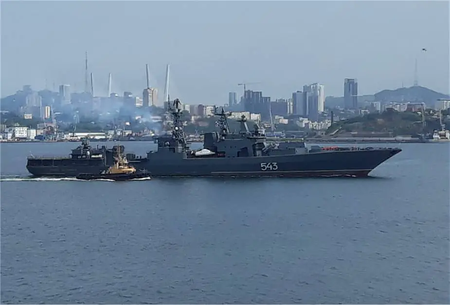 Sea trials for Russian Navy upgraded Project 1155M guided missile destroyer Marshal Shaposhnikov to Sea of Japan 925 001