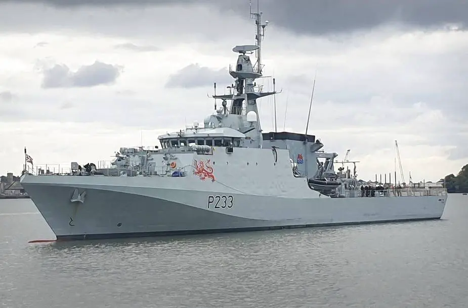 HMS Tamar River class offshore patrol vessel of British Navy officially commissioned 925 001