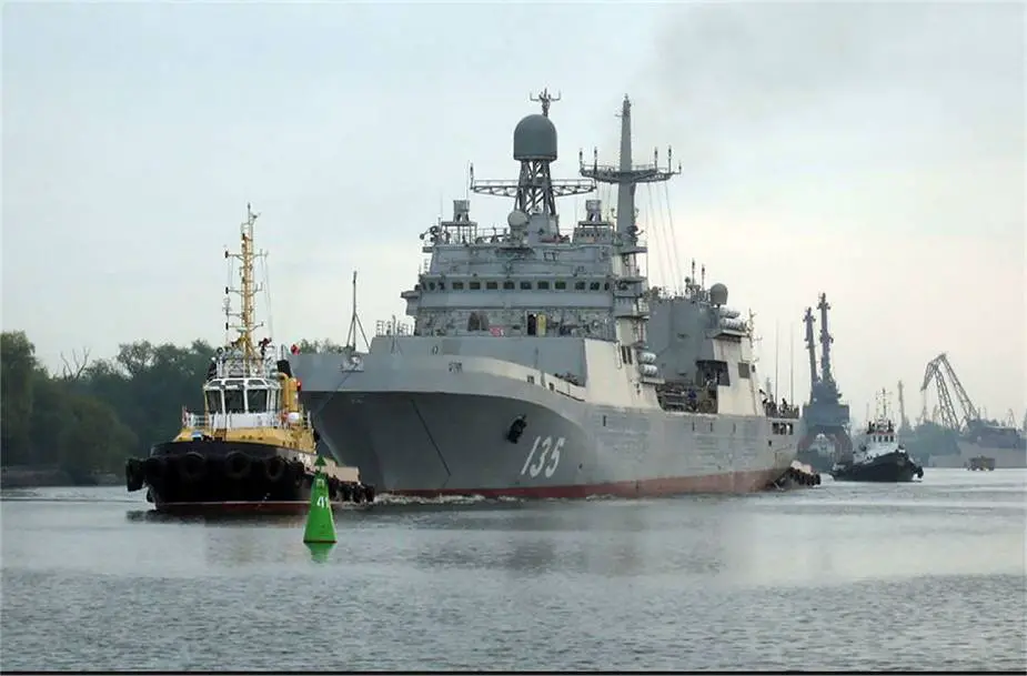 Russian Navy Petr Morgunov Ivan Gren Class landing ship conducts live firing exercise at sea 925 001