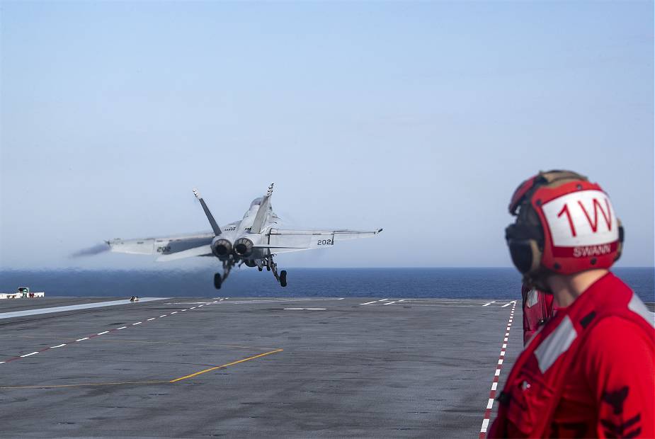 Test and trials operations at sea for US Navy Carrier Air Wing 8 embarked on USS Gerald R Ford 925 002