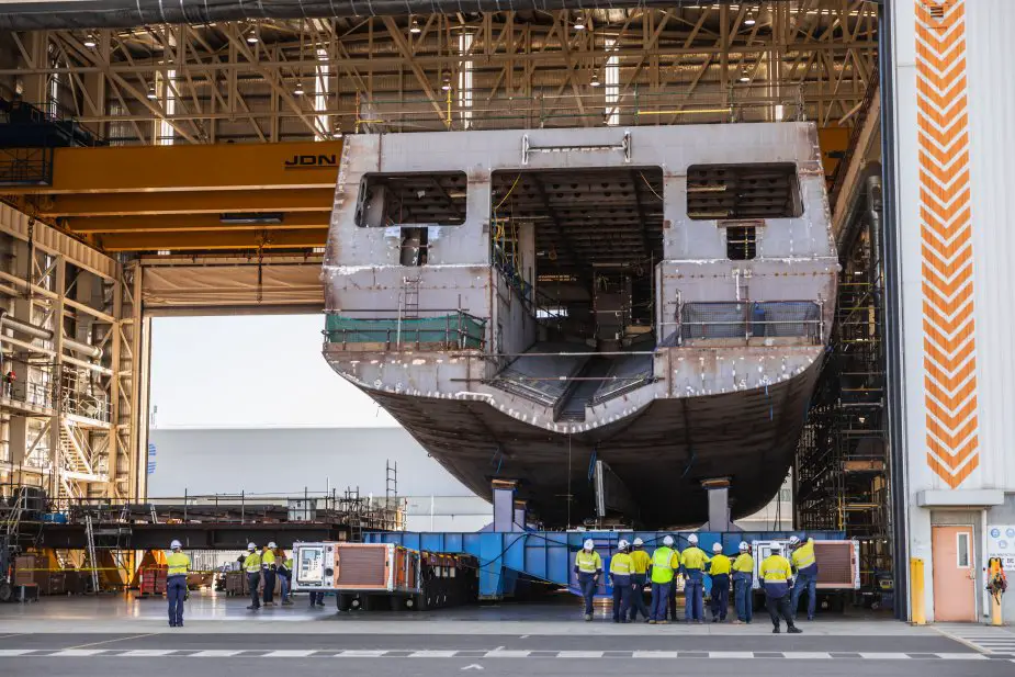 Royal Australian Navy First Offshore Patrol Vessel Arafura coming together 925 003