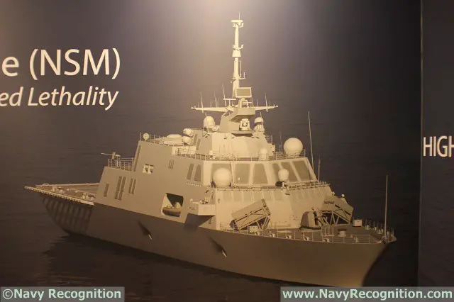 Freedom class LCS image with 8x NSM as seen on Kongsberg's booth during SNA 2016.