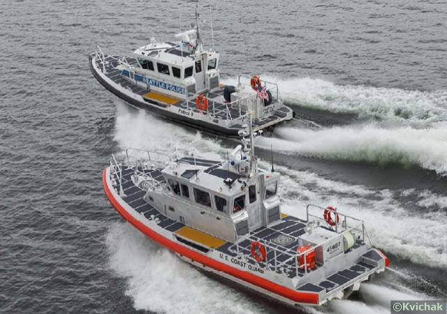 Kvichak Marine's Response Boat Medium (RB-M) is a 13.7 meter fast patrol boat operated by the US Coast Guard for Maritime Security, Homeland Security and SAR missions. It is capable of speeds in excess of 40 knots and is self-righting in all conditions.