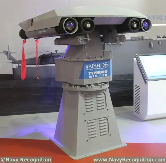 During Euronaval 2014, which is held at Le Bourget near Paris, Rafael dispalys the Typhoon MLS-ER Naval Missile System. The system includes Spike-ER missiles, launchers, an Electro Optical director and a fire control system. 