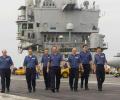 Royal Navy sailors onboard French Navy Charles de Gaulle aircraft carrier - © French Navy 