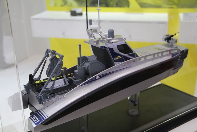 Israeli Company Elbit Systems introduces its Seagull USV (Unmanned Surface Vessel) in the Asian market at MAST Asia 2017, the Defense Maritime/Air Systems & Technologies Exhibition in Tokyo, Japan. 