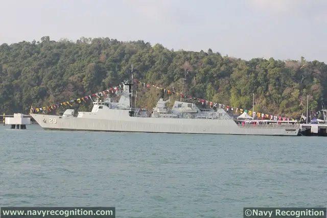 Royal Malaysian Navy Leiku class Frigate KD Jebat (FFG 29) at LIMA 2013