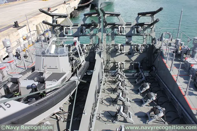 The stern ramps to launch and recover RHIBs